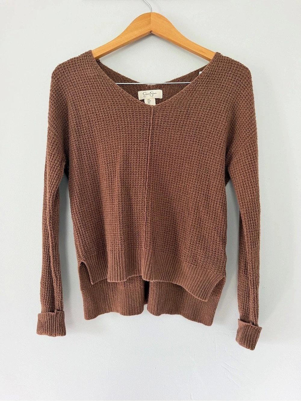 Jones New York Brown Knit Scoop Neck Sweater